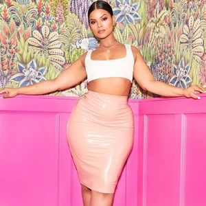 Plus Rose PU Midi Skirt